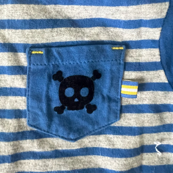 Little Me Cotton Long Sleeve Baby Boy Bucket Hat Striped Tee with pirate pocket - Picture 4 of 4